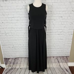 Michael Kors Layered Lace Up Dress Black P  NWT